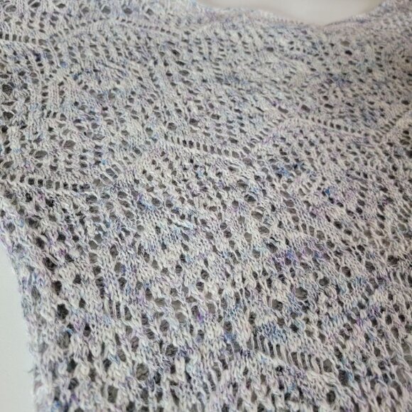 Maurices Sweater Crochet Knit Long Sleeve Gray Blue Womens Small Lightweight - Picture 8 of 11